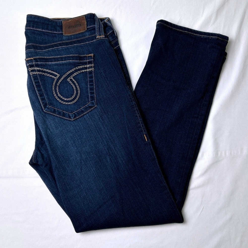 Big Star Women Low Rise Maddie Slim Straight Leg Jeans Size 10/30 Dark Wash Blue